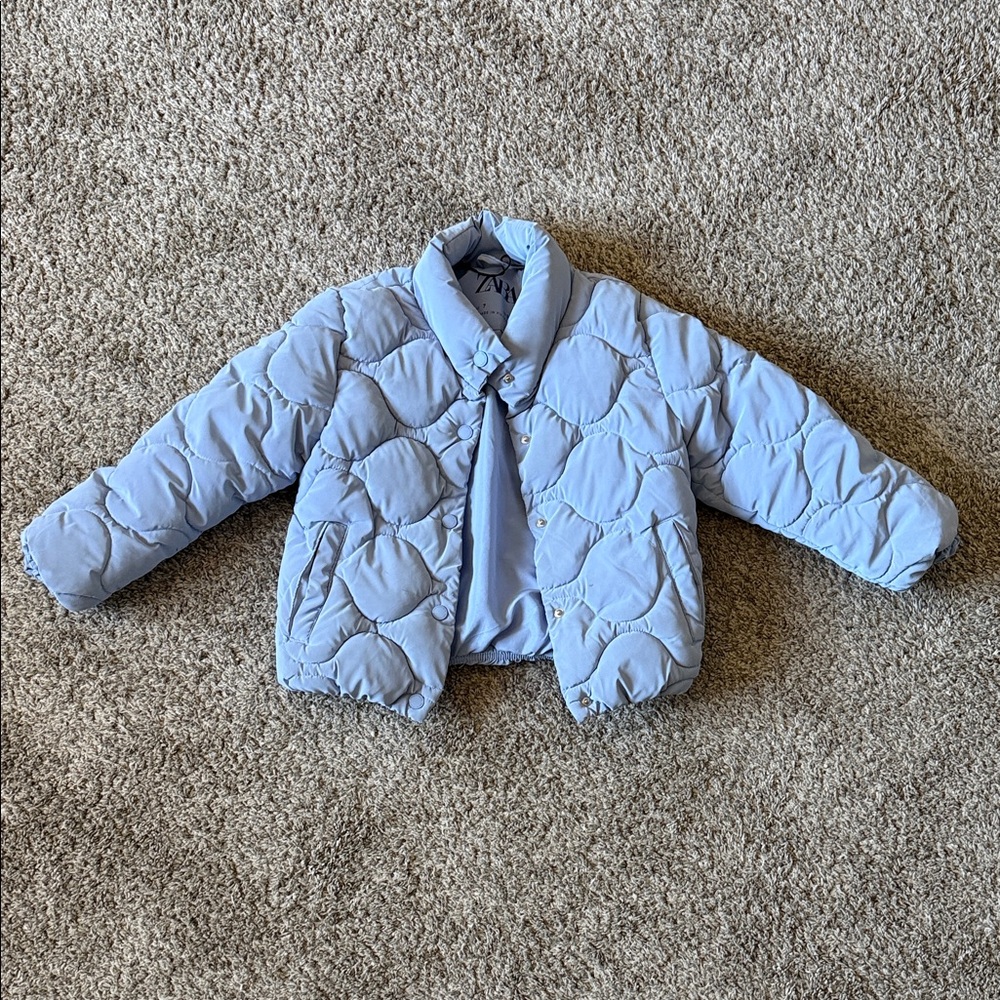 Zara Light Blue Puffer Jacket for Kids
